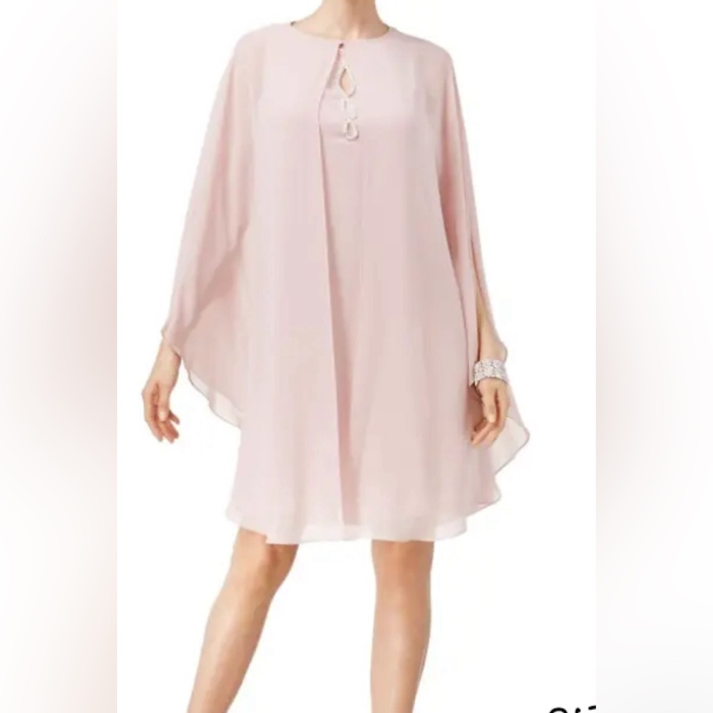 Ignite Evenings Womens Two-Piece Capelet Jacket Dress Keyhole Neckline P…